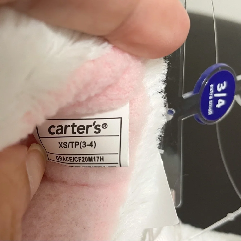 Carters White Pink Faux Fur Grace Unicorn Slippers NWT XS Toddler Girls 3/4 3 4